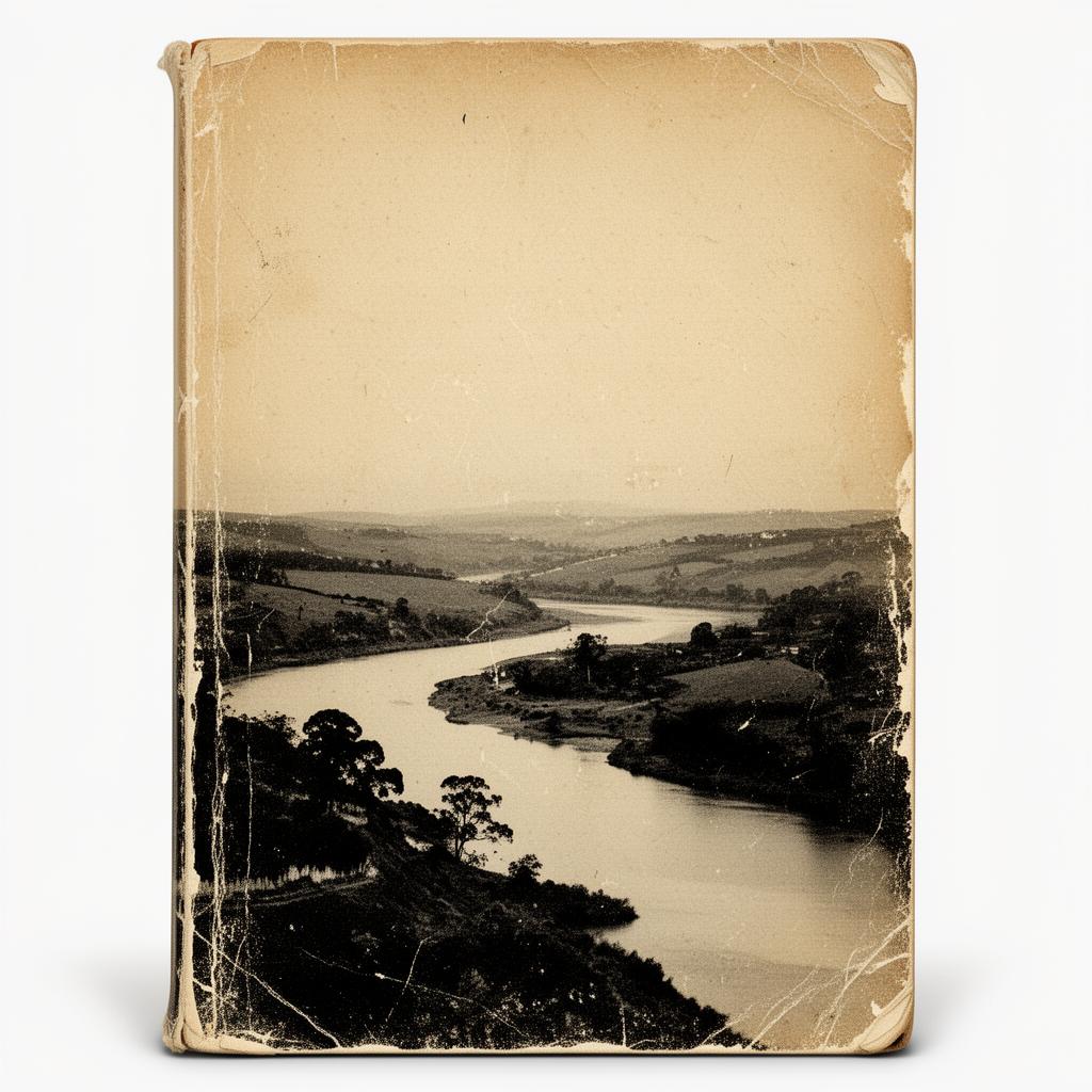 Capa provisória de A Margem do Rio com paisagem fluvial em tons sépia